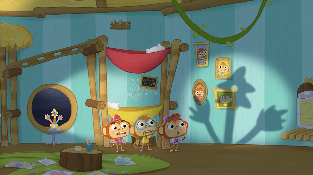 AHA! Island’s animated characters use their debugging skills to identify the source of a scary shadow.