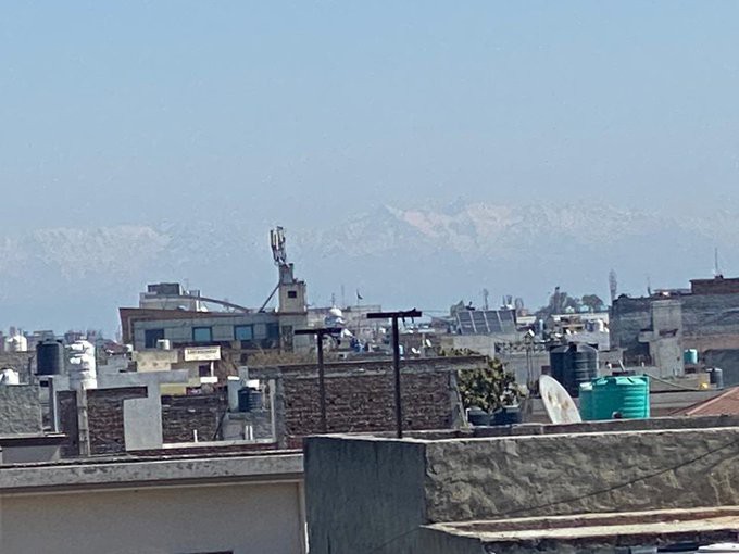 Punjab India: Rooftop view of Himalayas on April 3, 2020 (Obtained from: Manjit K Kang)