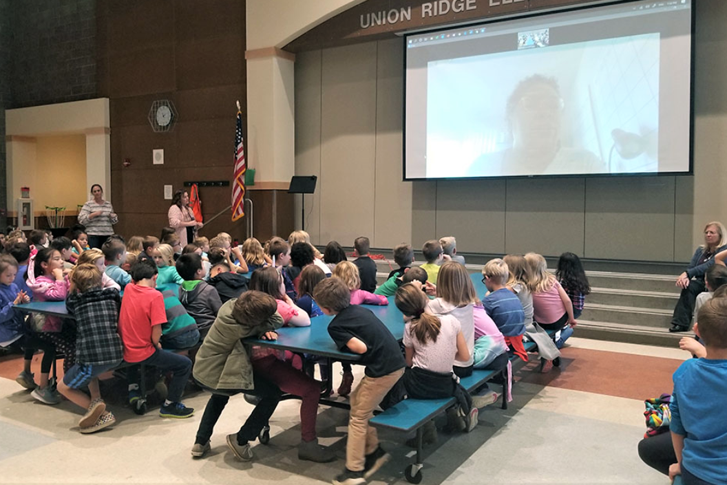 Figure 12. Second grade students engage in a video conference with Shanelle Donaldson West, an urban farmer and food justice advocate at Percussion Farms. 