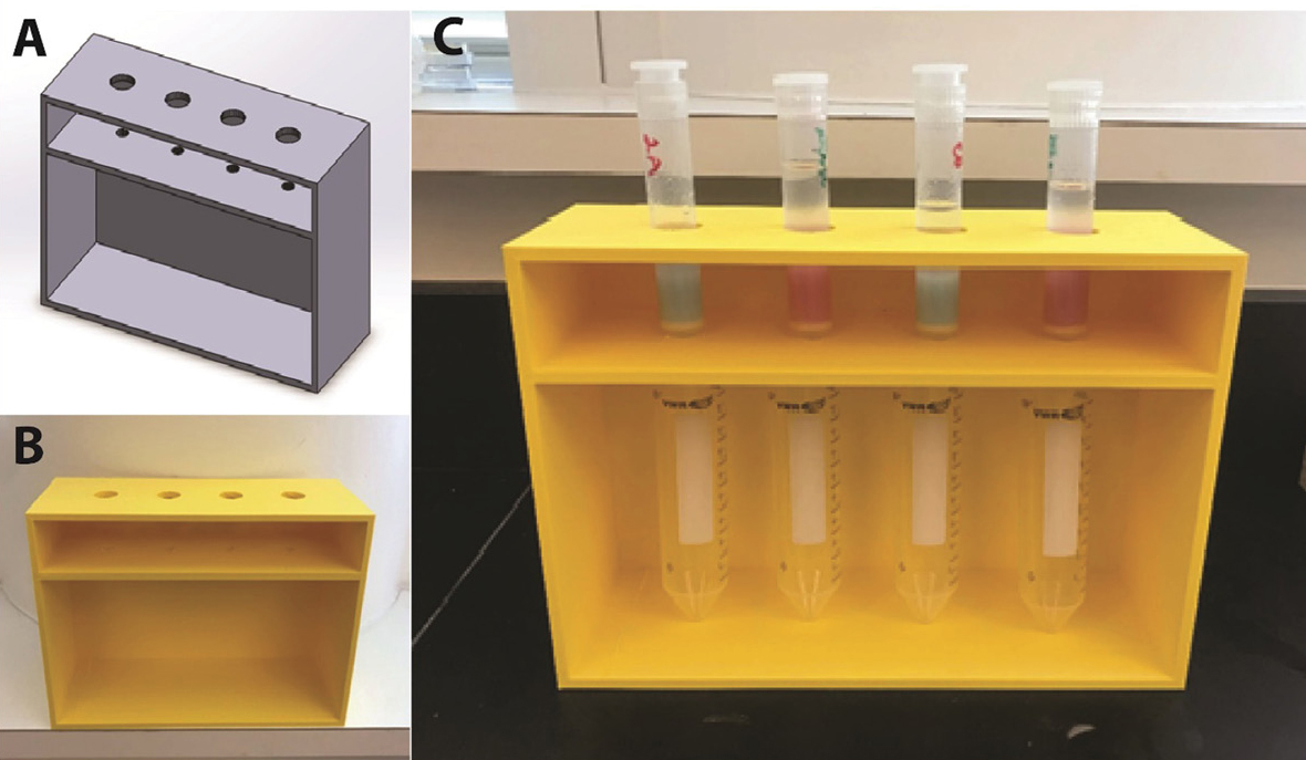 figure 1. Progression of a 3D-printed column chromatography stand. 