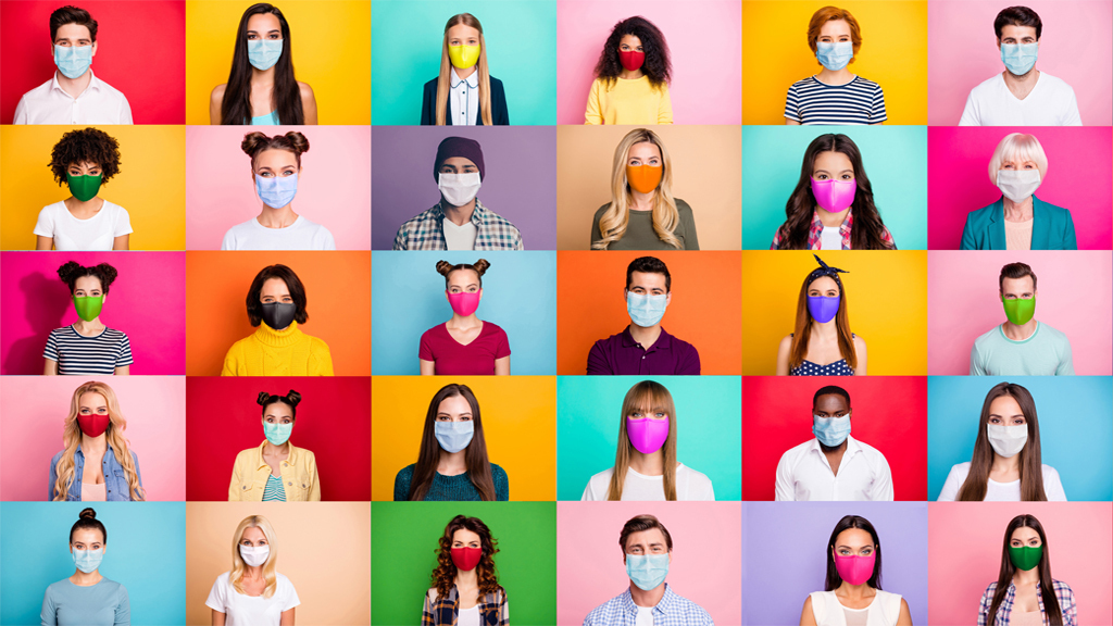 Diverse group of people with face masks