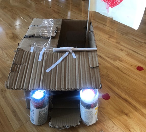 A hamster home with lights added